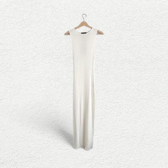 Lamarque Giovanni Rib Knit Maxi Dress in Off White - Picture 4 of 8